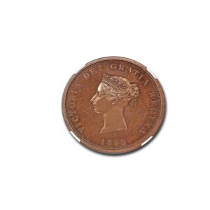 1843 Canada (New Brunswick) Bronzed Copper Penny PR-64(Brown) NGC