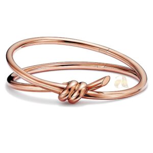 Double Row Hinged Bangle in Rose Gold