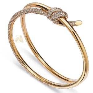 Double Row Hinged Bangle in Yellow Gold with Diamonds