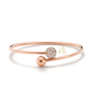 Diamond Ball Bypass Bracelet in 18k Rose Gold