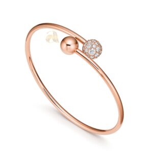 Diamond Ball Bypass Bracelet in 18k Rose Gold